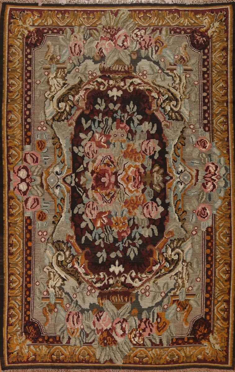 キリム rug Victorian Style Kilim Rug Floral 7x10 Turkish Flat-woven Carpet | eBay