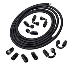 16 FEET 5 Meter AN8 Steel Nylon Braided Oil Fuel Line Hose End Kit