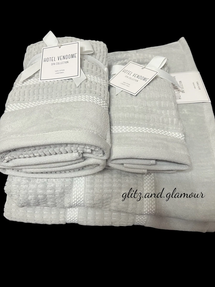 Hotel Vendome Spa Collection Gray Velour Bath Towel Set 2 Bath 2Hand 2  Fingertip