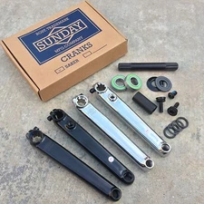 SUNDAY SAKER CRANK V2 BLACK OR CHROME 3 PIECE BMX CRANKS FIT KINK MISSION RANT
