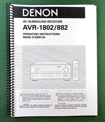 Denon AVR-1802 Instruction Manual: 48 Pages & Protective Covers!