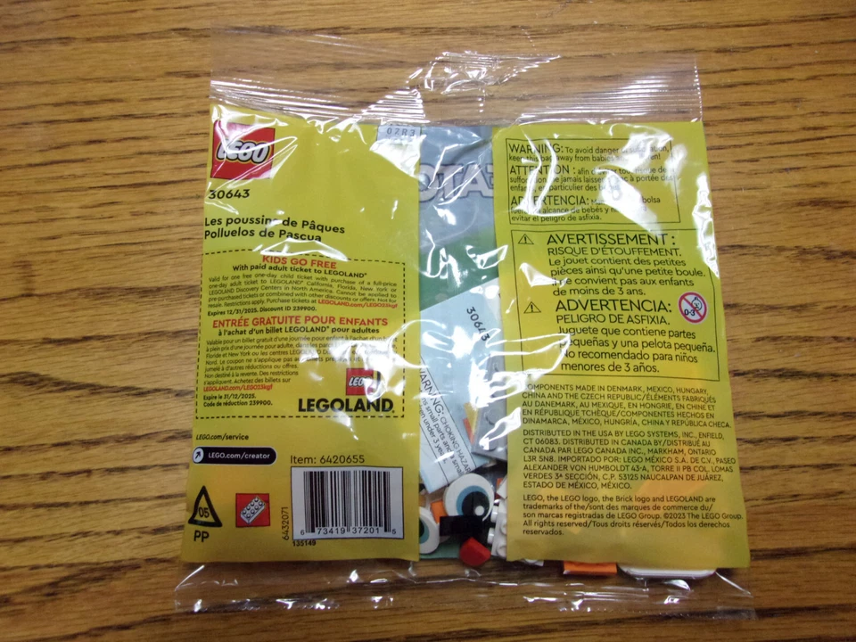 In Hand New/Factory Sealed 2023 Lego Creator 30643 Easter Chickens Polybag Set - Image 2 of 2