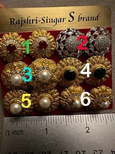 Authentic Nepali Gold plated 24K Traditional Women Navaratna Stud Jewelry Earrings