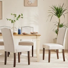 6Pcs Dining Chairs Parsons Dining Kitchen Chairs with Nailhead Trim & Wood Legs