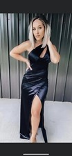 One Shoulder Black Formal Gown Prom Dress Cocktail Worn Once To Wedding Small