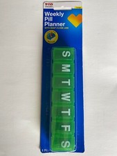 LOT OF 2 CVS Health Weekly Pill Planner Snap-Close Lids Large GREEN Contour