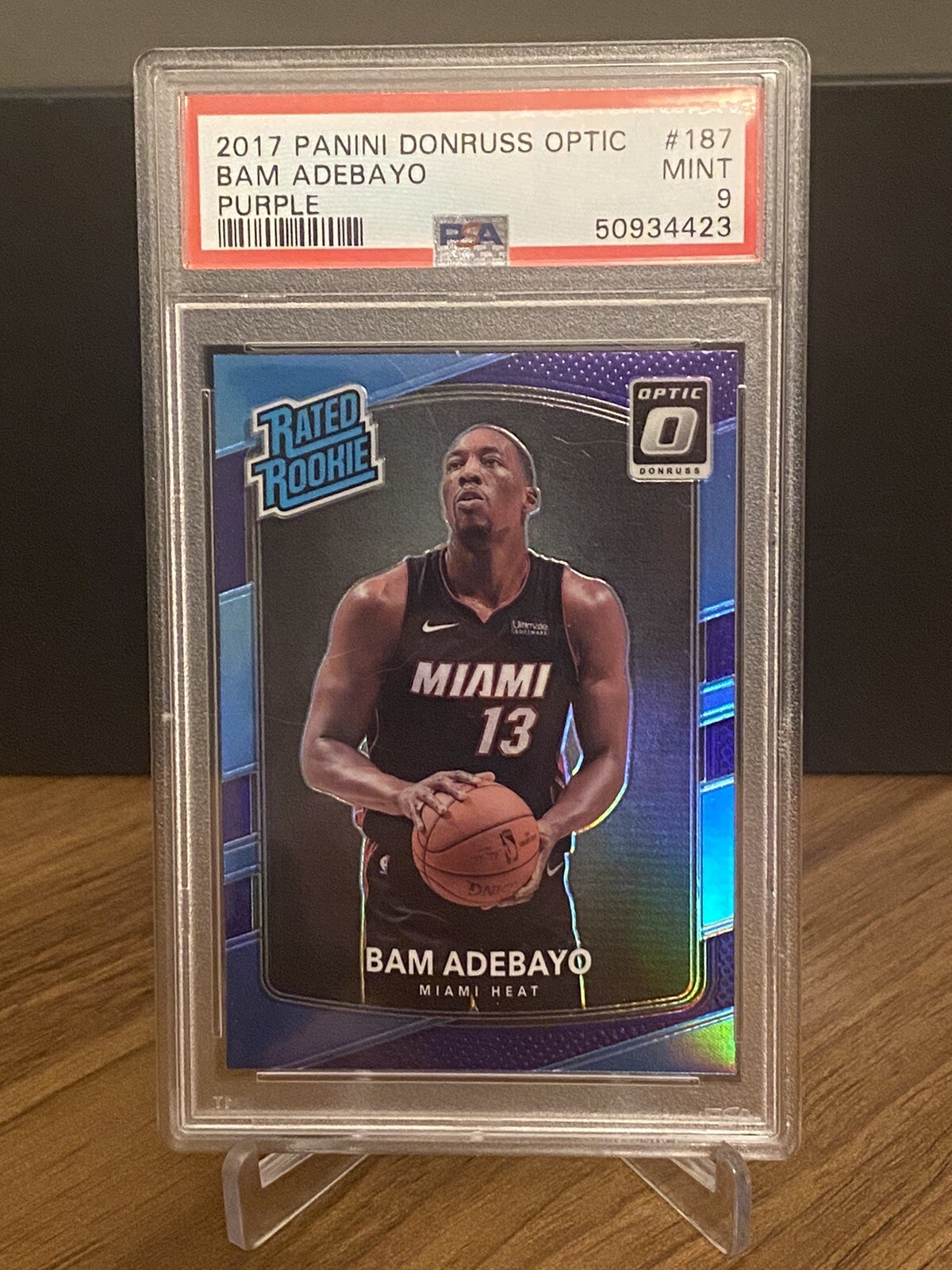 Bam Adebayo 2017 Donruss Optic #187 PURPLE PRIZM ROOKIE RC PSA 9 Miami Heat