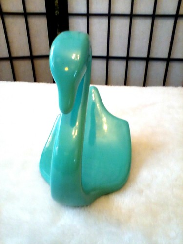 VINTAGE SWAN SOAP DISH CERAMIC TURQUOISE GLOSS GLAZE BATH DECOR - Picture 4 of 9