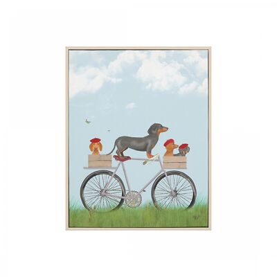 Play Date Fahrrad Dackel Hund - Leinwand Wandbild Kunstdruck - Welt Kunstdrucke NEU