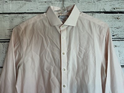 CHARLES TYRWHITT Slim Fit Non Iron White Orange Cotton Dress Shirt 17 - 36