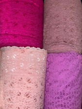 3 yards Hot Baby Pink Mauve Rose Magenta extra wide stretch sewing lace 11" 12"