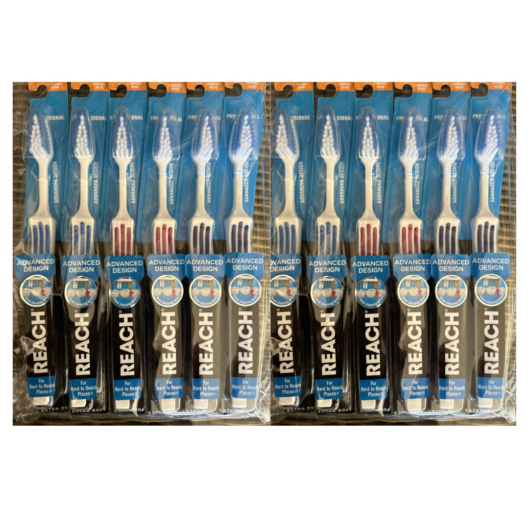 12-PACK! REACH Advanced Design Toothbrush 7213 - Compact, Ex