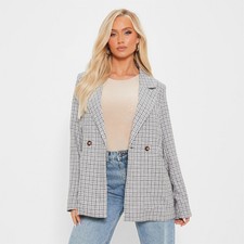 I Saw It First Womens Check Double Breasted Tailored Blazer Blazers