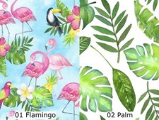 Tropical Palm Leaves Fabric Flamingo Fabric Toucan Birds Parrots Craft Fabric