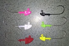 10 pack Barbed SHAD HEAD JIGS 8/0 Hook COLOR CHOICE 1/2oz to 2oz T&A JIG HEADS