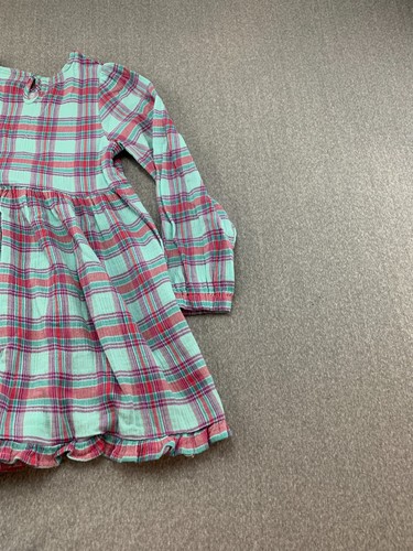 Peek Girls 100% Cotton Plaid Embroidered Dress Girls Size 12 Pink Teal Tassels - Picture 6 of 15