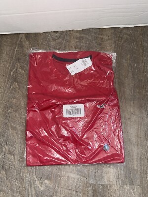 New Hollister Mens Long Sleeve Crew Neck T Shirt Red Sz Large