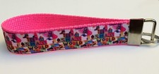 Key Fob Key Chain Holder Wrist Lanyard Hands Free Hot Pink Small World