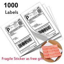 1000 Premium 8.5x5.5 Half Sheet Shipping Blank Labels Self Adhesive 2 Per Sheet 