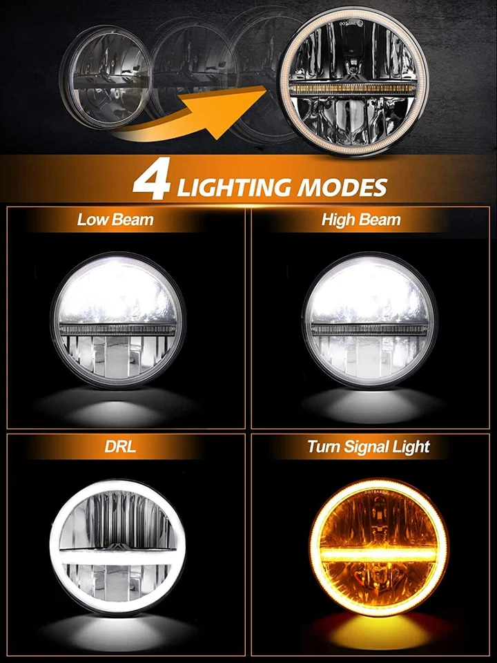 Faros LED redondos DOT 7" ajuste alto/bajo Land Rover Range Rover Classic 1970-1995 Foto 3 de 4