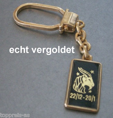 SCHLÜSSELANHÄNGER STERNZEICHEN STEINBOCK CAPRICORN VERGOLDET KEYCHAIN STAR SIGN