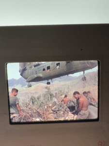 1968 Vietnam War Original Color Slide USMC CH-46 Sea Knight Landing Marines