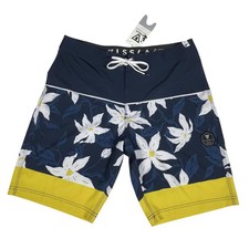 Vissla Montra Board Shorts NWT Mens 32 Blue Floral Tropical Stretch Surf Swim