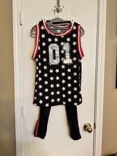 Weissman Dance Costume Girls Size XXL Children  s Black Red Stars Hip Hop 2pc Set