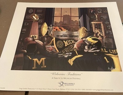 Michigan Wolverines Football traditions mini print With Gold Logo Seal