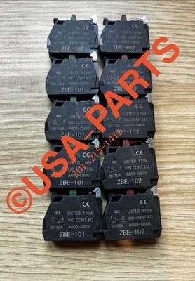 10PCS (5) ZBE-101 ZBE101 And (5) ZBE-102 ZB102 NO And NC CONTACT Blocks