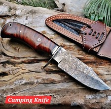 Damascus Steel 9 INC Fix Blade Hunting Camping Knife W Sheath, best gift for him
