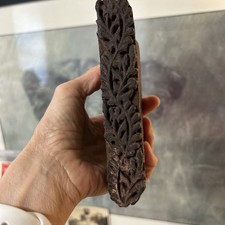 Vintage Wooden Hand Carved Textile Printing Fabric Block Stamp geometric  