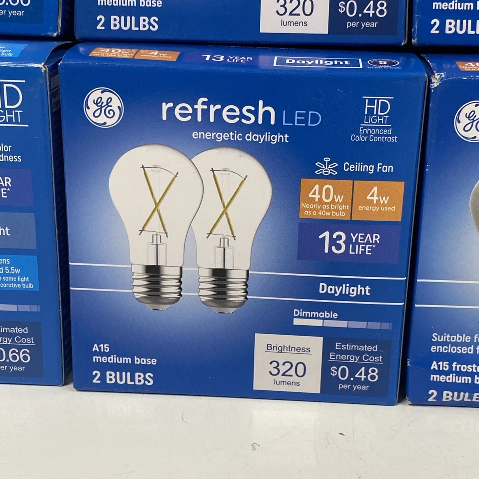 LOT x34 GE Reveal Relax Refresh LED Bulb Medium Base A15 T14 Dimmable - Image 3 of 4