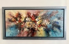 Framed Abstract Painting Modern Contemporary Wall Art Statement Original
