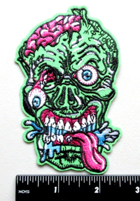  ZOMBIE SCARY CRAZY FACE CLOTHING JACKET VEST EMBROIDERED IRON ON PATCH