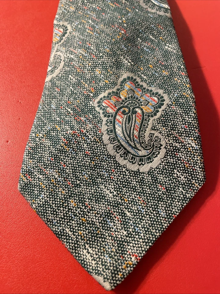 Corbata De Colección Años 60 70 Don Loper CA Tejida Poliéster Mod Disco Ancha Paisley Mancha Foto 2 de 4