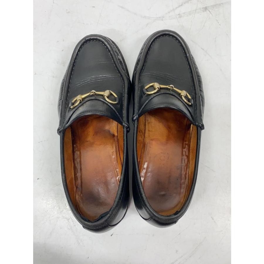 GUCCI Gold Hardware Leather Loafers Dress Shoes Size:37/JP:24 Black 141135K Auth thumbnail 3