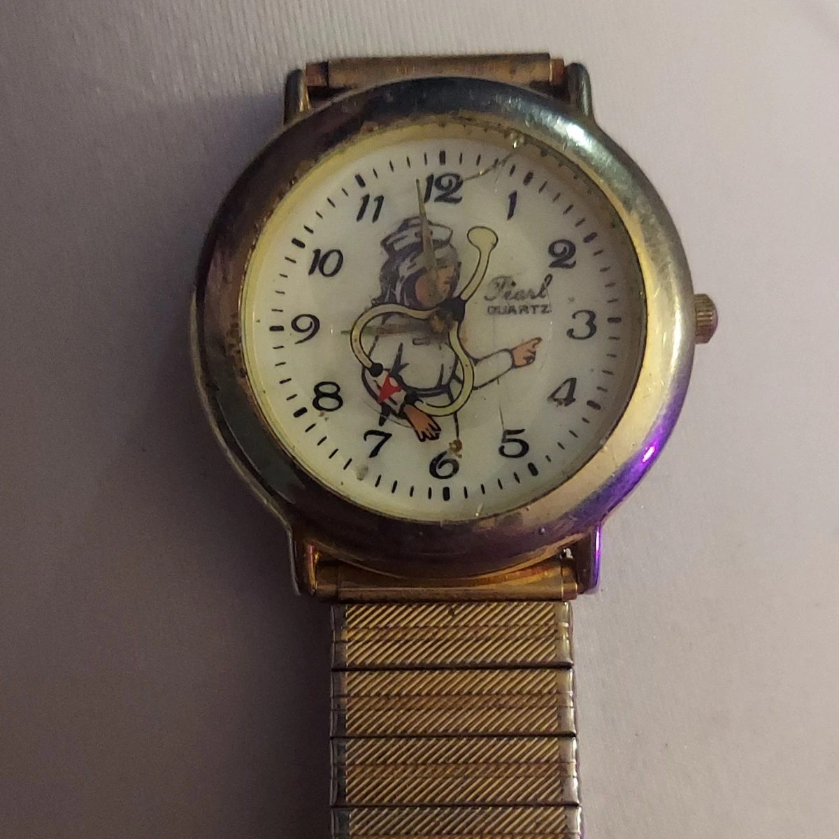 Sun Rise J Ladies‎ Watch New Battery Faux Pearls 21MM 7\