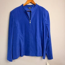 NWT ELEMENTZ Soft Sapphire Blue Mandarin Collar Zip Front Suede Like Jacket XL