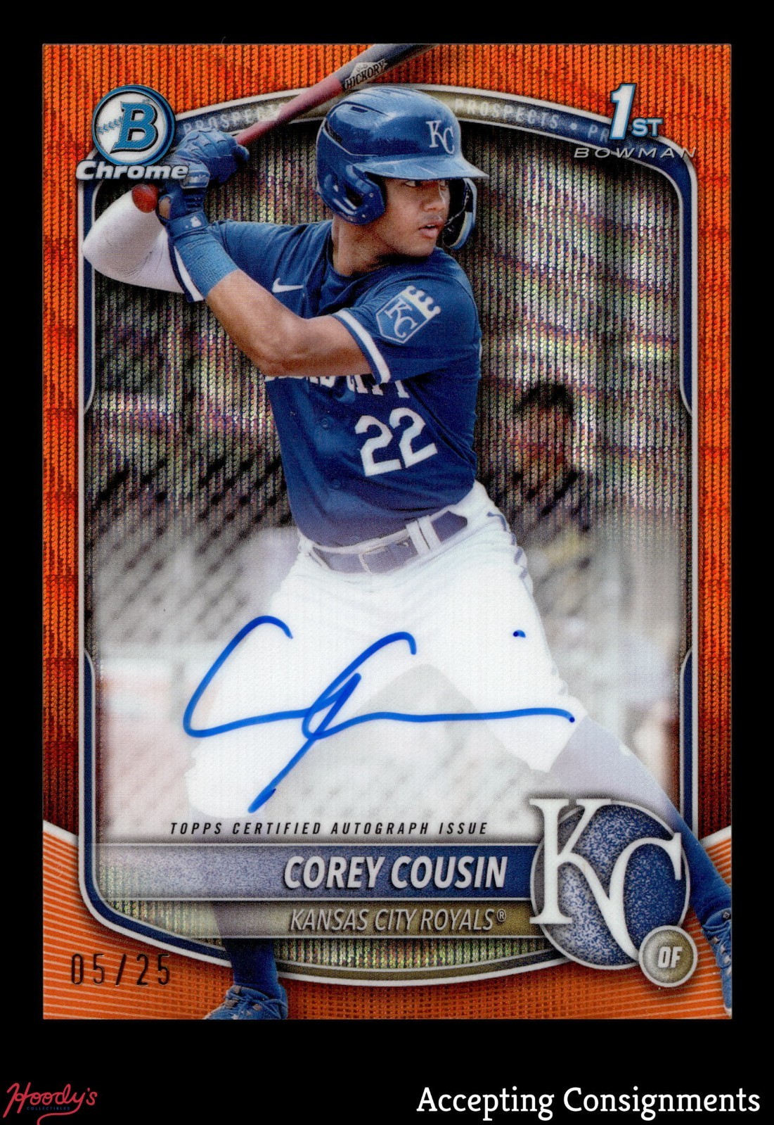 2025 Bowman Chrome Prospect Orange Wave Corey Cousin 1ST ROOKIE AUTO 05/25