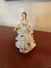 Vintage German Dresden Porcelain Lace Figurine 