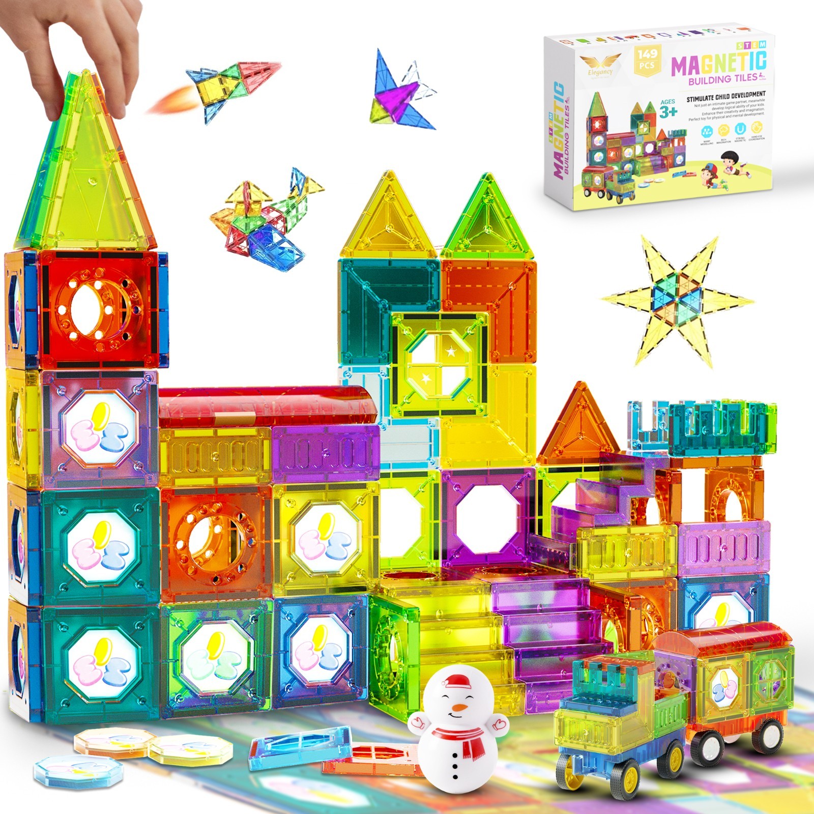 Elegancy 149PCS Magnetic Building Blocks STEM Toys for Kids – Magnetic ...