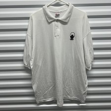 Anvil Vintage Polo Shirt 2X Mens White Embroidered Lantern Made in USA 90s 50/50