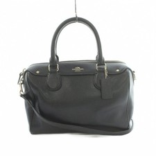Coach 2way Shoulder Handbag Crossgrain Leather Navy F36624