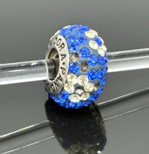 Pandora White Flower Pave CZ Crystal Blue Bea...