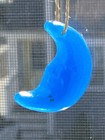 Handmade Fused Glass Blue Moon Ornament Recycled Glass Suncatcher or Charm