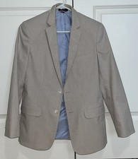 Tommy Hilfiger Boys Blazer Plain Gray Size 16 Excellent Condition Striped Inside