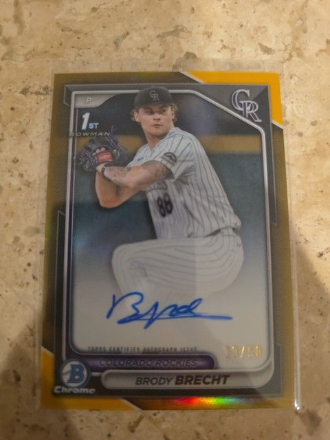 2024 Bowman Draft Chrome Brody Brecht Gold Refractor Prospect Auto /50 CPA-BBR