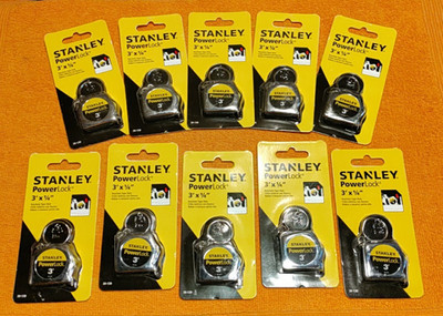 NEW 10-Pieces Stanley 39-130 PowerLock Keychain Tape Rule,Measure 3' x 1/4'' NIP