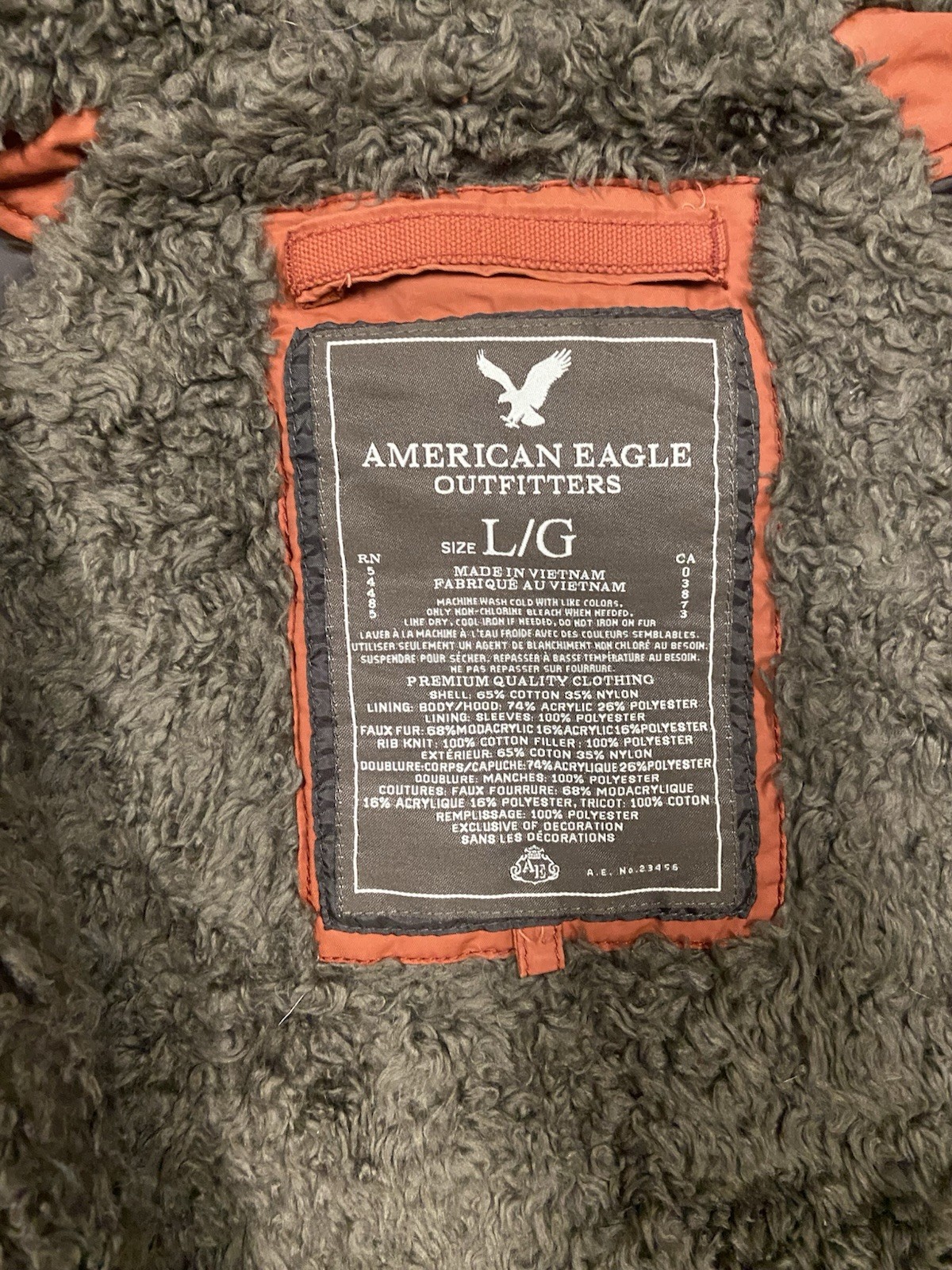 American Eagle Jacket Size Large Orange Fuax  Fur… - image 5